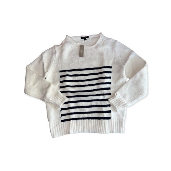 NWT J Crew Women's Ivory 1988 Striped Rollneck Sweater G9676 - Picture 3 of 3